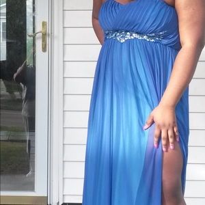 Elegant Long Flowing Blue Dress